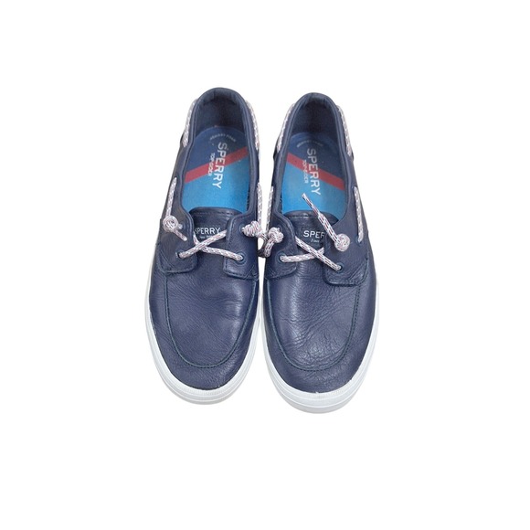 Sperry Top-Sider Shoes - Sperry Top-Sider Crest Vibe Navy Blue Leather Boat Shoe Sneaker Womens 7.5